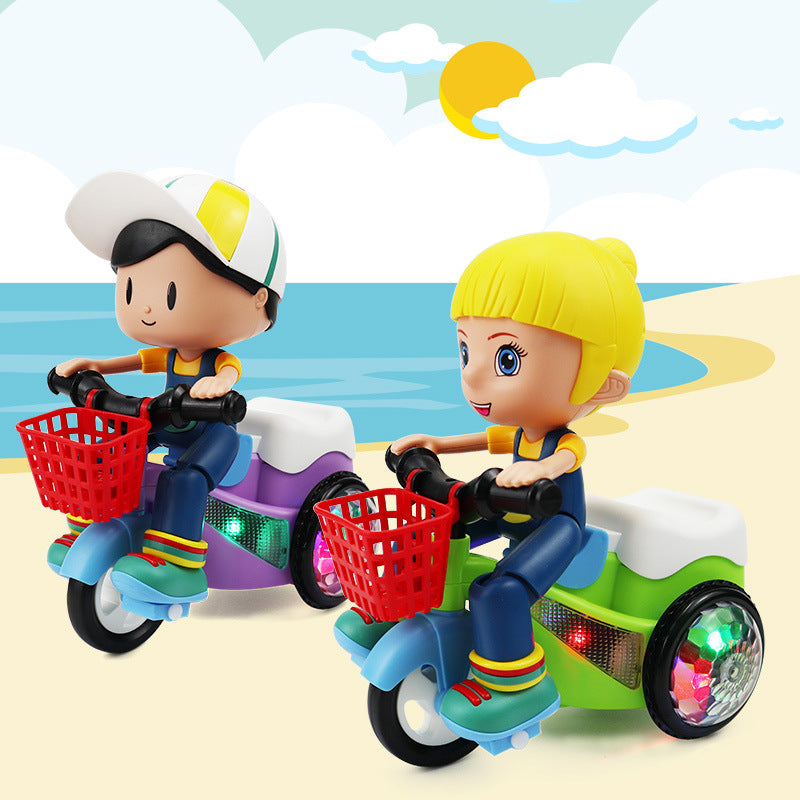 Children's Stunt Tricycle Electric Cartoon Boys And Girls Music Lighting Universal 360 Rotating Toy Shake Tone Same
