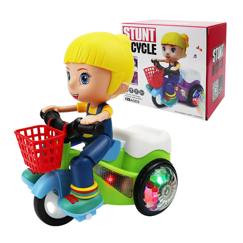 Children's Stunt Tricycle Electric Cartoon Boys And Girls Music Lighting Universal 360 Rotating Toy Shake Tone Same