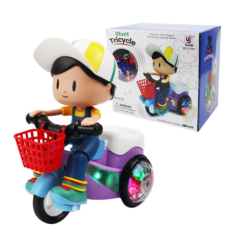 Children's Stunt Tricycle Electric Cartoon Boys And Girls Music Lighting Universal 360 Rotating Toy Shake Tone Same