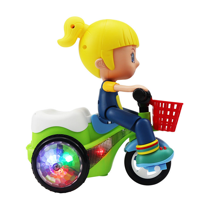 Children's Stunt Tricycle Electric Cartoon Boys And Girls Music Lighting Universal 360 Rotating Toy Shake Tone Same